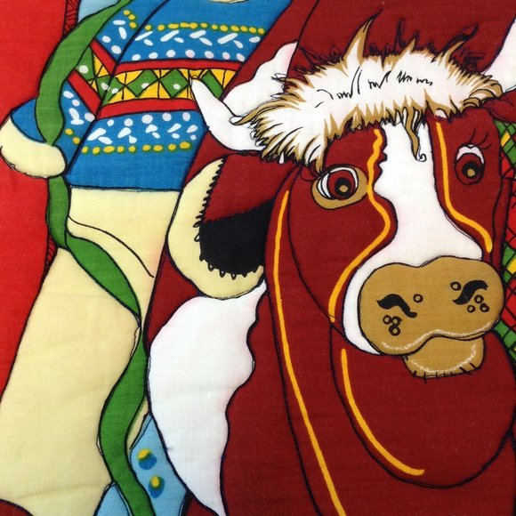 Vintage Quilted Baby Blanket Bears Cow Ducks Pigs Clown 33 1/2" x 41 1/2" - Picture 7 of 15